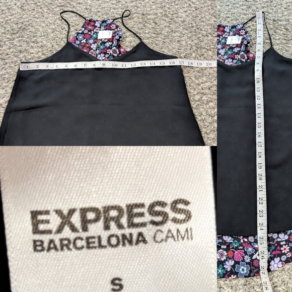 Express Barcelona Black Purple Blue Floral Reversible Cami S - Picture 6 of 6